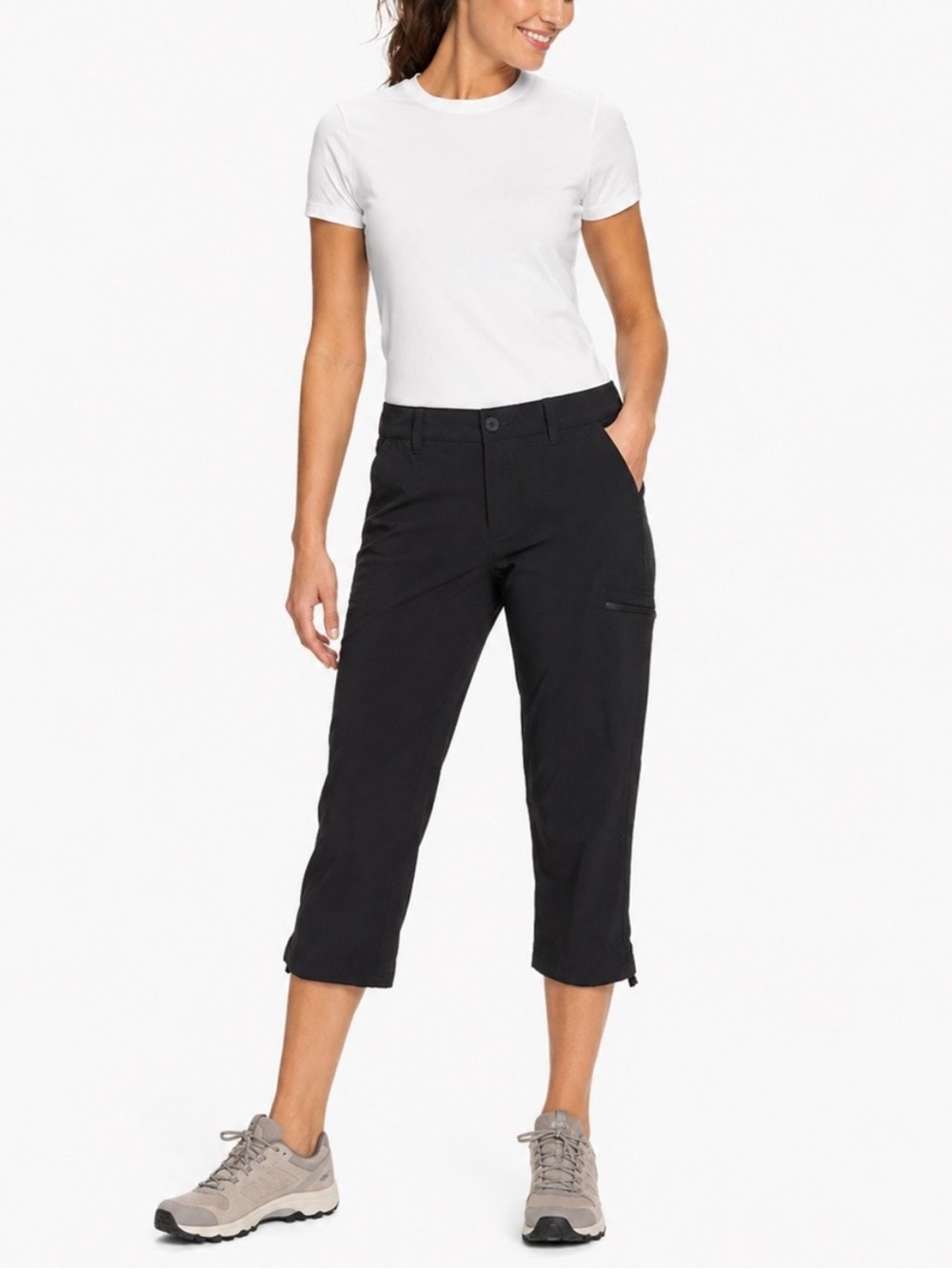 Eddie Bauer Stretch Ripstop Crop Pants Size 12 Navy Blue